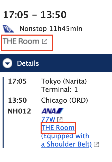 ANA itinerary with The Room